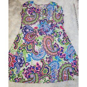 Ivy Road Floral Paisley Print A Line Dress, Size XL